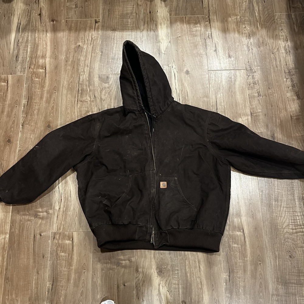 Carhartt J130 DKB brown hooded work wear jacket 3XL - Picture 2 of 8